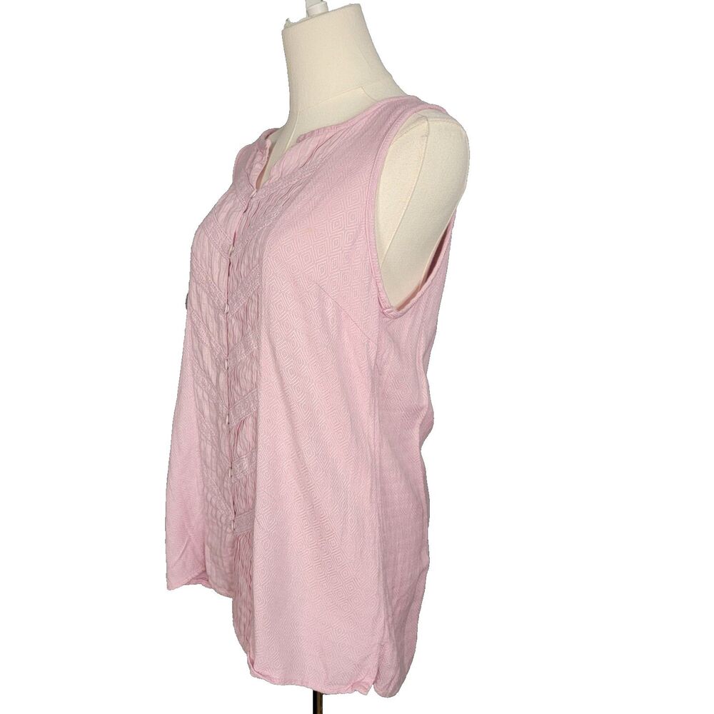 Soft Surroundings Tops M Sleeveless Tunic Lilac *faint stain* Button Coastal - Picture 6 of 17
